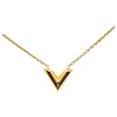 Gold Louis Vuitton Gold Plated Essential V Necklace