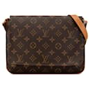 Braune Louis Vuitton Monogram Musette Tango Umhängetasche mit langem Riemen