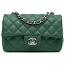 Green Chanel Mini Rectangular Classic Lambskin Single Flap Crossbody Bag