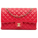 Red Chanel Medium Classic Caviar Double Flap Shoulder Bag