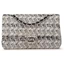 White Chanel Medium Classic Tweed Double Flap Shoulder Bag