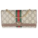 Gucci Beige Ebony GG Supreme Web Ophidia Kettenbörse