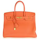 Hermès Naranja Togo Birkin 35 GHW