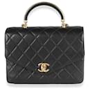 Chanel Black Quilted Calfskin Gold Top Handle Envelope Flap Bag