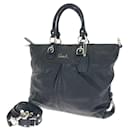 Coach Black Leather 2way Shoulder Handbag 