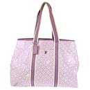 Coach Op Art Purple White PVC Shoulder Tote Bag 