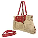 Coach Signature Beige Red Canvas/Leather Shoulder Bag