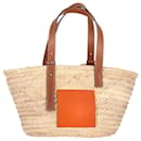 Bolsa Grande Loewe em Couro Laranja e Ráfia