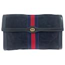 Gucci Suede/Leather Old Gucci Sherry Line Interlocking Clutch Bag