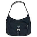 Prada Nylon/Leather Tessuto Triangle Logo Plate Shoulder Bag