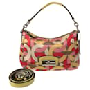 Borsa a spalla in cotone multicolore Op Art Pink di Coach