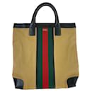 Sac fourre-tout en toile/cuir Gucci