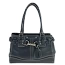 Coach Hamptons Pebbled Leather Tassel Tote Bag 