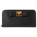 Prada Saffiano Leather Ribbon Long Wallet Black