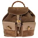 Gucci Wildleder/Leder Bambus-Rucksack