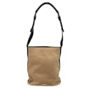 Bolso de hombro tipo bucket en lona beige con firma Web - Gucci