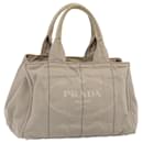 PRADA Canapa MM Hand Bag Canvas Gray Auth cl844 - Prada