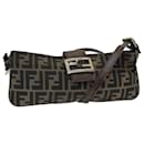 FENDI Zucca Canvas Shoulder Bag Brown Black Auth ep4933 - Fendi