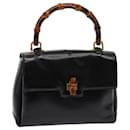 GUCCI Bamboo Hand Bag Patent leather Black Auth yk13994 - Gucci