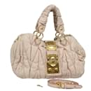 Miu Miu Matelasse Hand Bag Leather 2way Pink Auth am6636