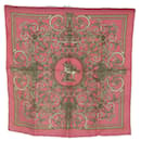 HERMES Carre 40 Scarf ""LES TUILERIES"" Silk Pink Auth am6650 - Hermès