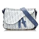 Bolso de satchel suave Mini Oblique Kasuri de Dior azul