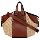 Bolso Hammock pequeño de cuero marrón y rafia LOEWE - Loewe