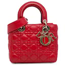 Dior Red Small Lambskin Cannage Lucky Badges My Lady Dior