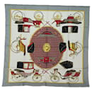 HERMES Carre 90 Scarf ""LES VOITURES A TRANSFORMATION"" Silk Red Auth am6604 - Hermès