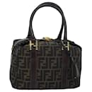 FENDI Zucca Canvas Hand Bag Brown Black Auth 83684 - Fendi