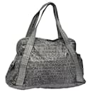 CHANEL Sac Tote Illimité Nylon Argent CC Auth bs16448 - Chanel