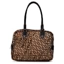 Braune Fendi Zucca Ponyhair Schultertasche