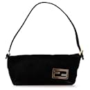 Black Fendi Suede FF Baguette Shoulder Bag