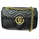 SAC A MAIN GUCCI GG MARMONT PM 443497 BANDOULIERE CUIR NOIR PURSE HAND BAG - Gucci