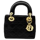 HANDTASCHE CHRISTIAN DIOR MINI LADY LOGO STRASS SATIN SCHWARZ - Christian Dior