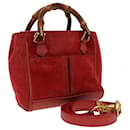 Bolsa de Ombro GUCCI Bamboo Suede 2way Vermelha 007 1793 0238 Auth 84245 - Gucci