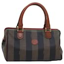 FENDI Pecan Canvas Hand Bag Coated Canvas Brown Khaki Auth am6676 - Fendi