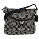 Coach Signature Schultertasche aus schwarzem Canvas Auth am6623