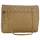 CHANEL Matelasse Chain Shoulder Bag Leather Beige CC Auth bs16256 - Chanel