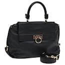 Sac à main en cuir Gancini Sofia de Salvatore Ferragamo 2 en 1 Noir Auth 84948