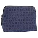 Pochette BVLGARI en toile bleue argent authentique ar12334 - Bulgari