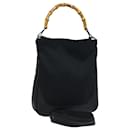 Bolsa de mão em lona GG Bamboo da GUCCI preta 001 4058 1705 Auth yk14057 - Gucci