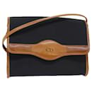 Bolsa de ombro Christian Dior em PVC couro preto Auth fm3662