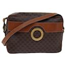 CELINE Macadam Canvas Shoulder Bag PVC Leather Brown Gold Auth 85387 - Céline