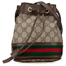 Bolsa Bucket Mini GG Supreme marrom da Gucci