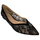 Gianvito Rossi Black Pointed Toe Lace Flats