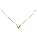 Gold Louis Vuitton Gold Plated Essential V Necklace