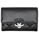 Porte-cartes CC matelassé noir Chanel 2019 petit modèle