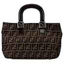 Bolsa Twins em lona Zucca Fendi marrom