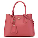 Pink Prada Medium Saffiano Cuir Double Satchel